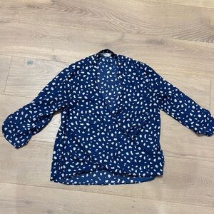 Stylish Blue and White Patterned Blouse